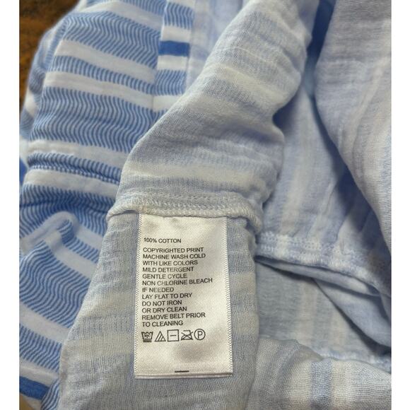 NWT Womens Tommy Bahama Island Gauze Blue White Stripe‎ Flowy Dress Size Medium - Picture 14 of 14